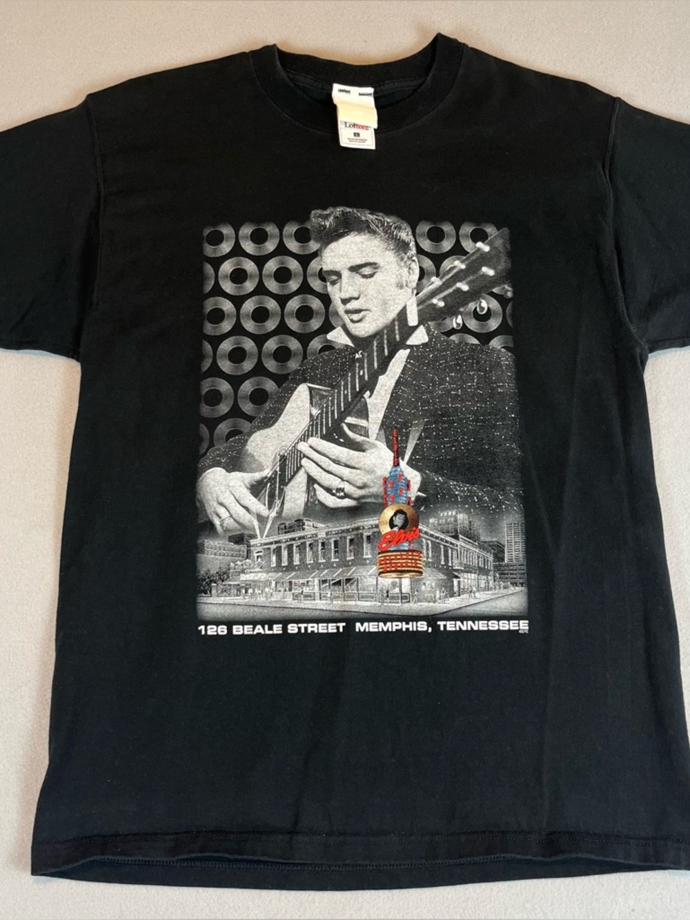 90s Elvis Presley Memphis TN Beale St Tee L Black Lofteez Vintage T-Shirt